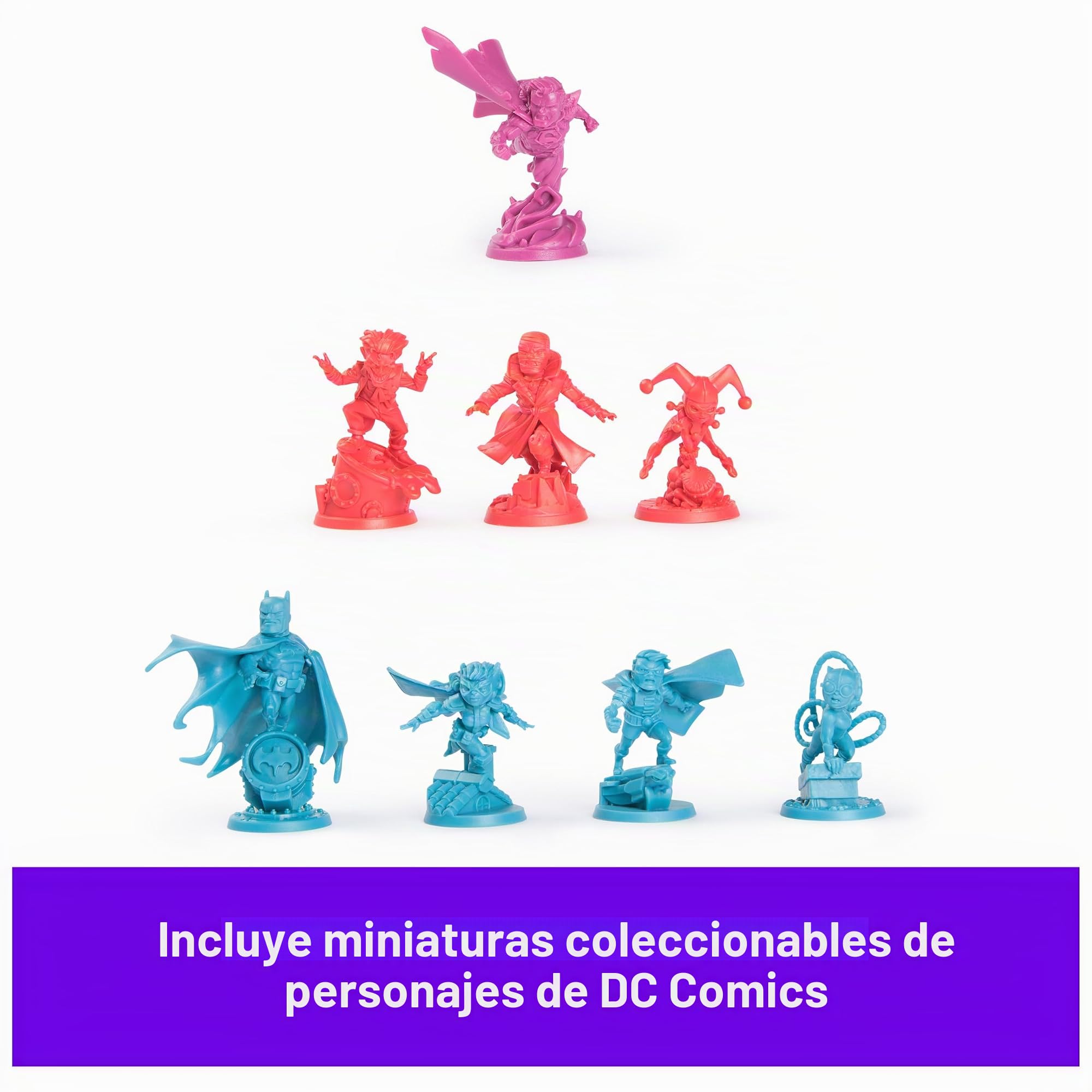 Spin Master Games, DC United Super Heroes: Batman Hush, juego de cartas de estrategia multijugador cooperativo para adolescentes y adultos, minifiguras coleccionables de DC Comic, miniaturas de Batman