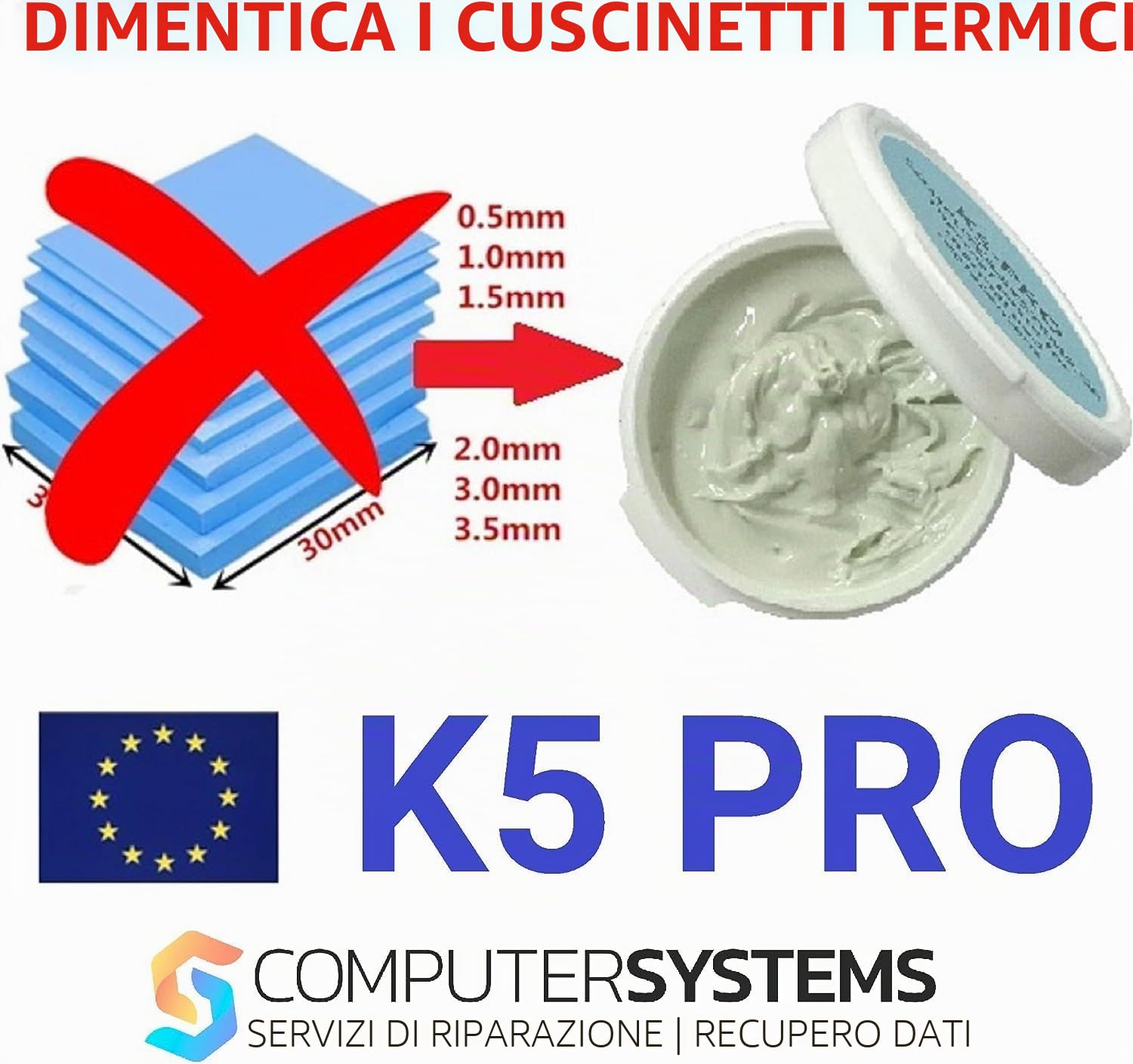 Pasta Termica Viscosa K5-PRO per 20g di Sostituzione Pad Termico (Apple iMac, Sony PS4 e PS3, Xbox, Acer Aspire ECC)