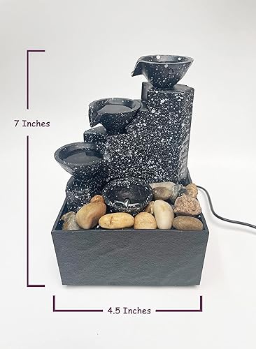 Miniatura 4 de Fuente de mesa, fuentes de agua pequeñas USB de escritorio con piedras irregulares y luces LED decorativas