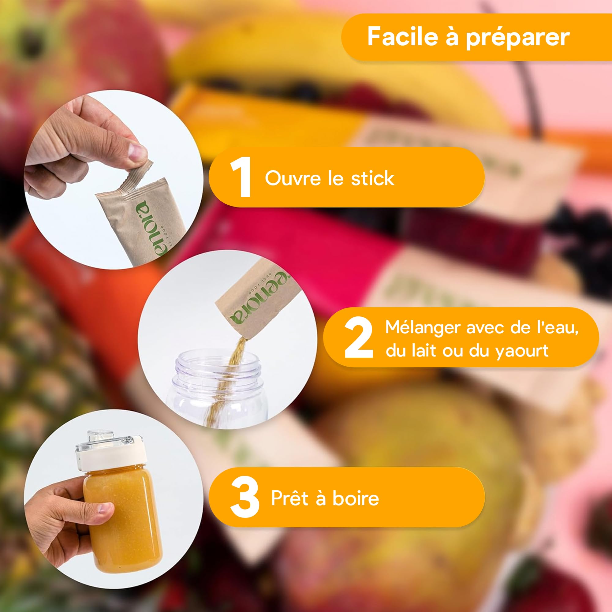 GREENORA Smoothie Bowl Fruits Lyophilisés Poudre 100% Naturel. Mangue Banane Fraise Framboise Betterave Myrtilles. Séchée Déshydratée Vegan. 9x24g.