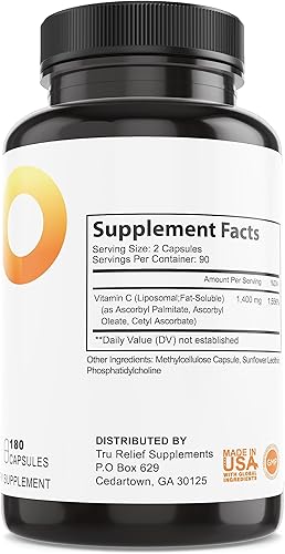 Miniatura 3 de Liposomal VIT C - Apoyo Inmune wUltra-Absorción. 180 cápsulas por botella. Potente dosis liposomal de 1400 mg de VIT C.