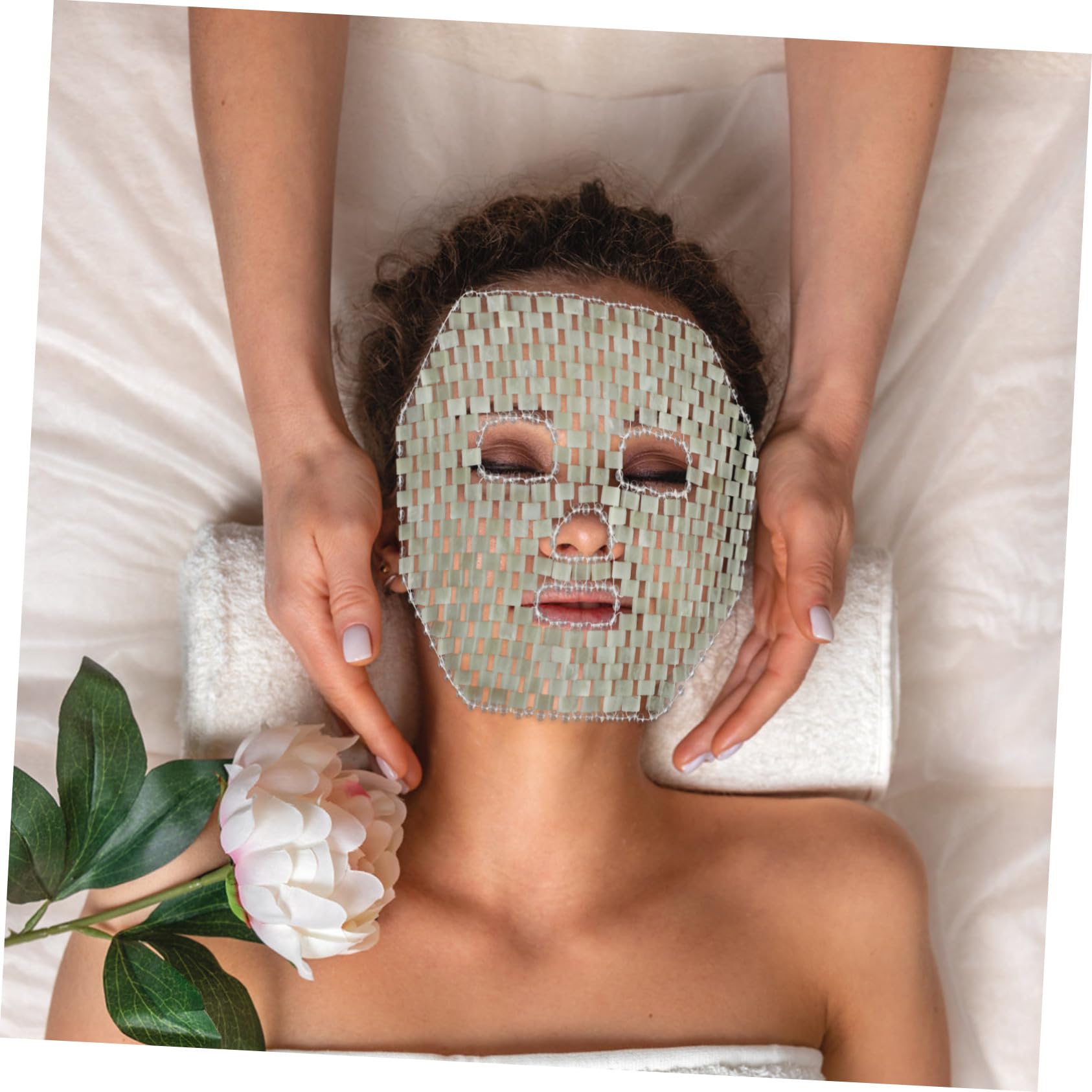 LIFKOME Jade Augenmaske zur Hautpflege und Kühlung aus Natürlichem Jade Material Gesichtsschwellungen für Zuhause und Unterwegs im Beutel