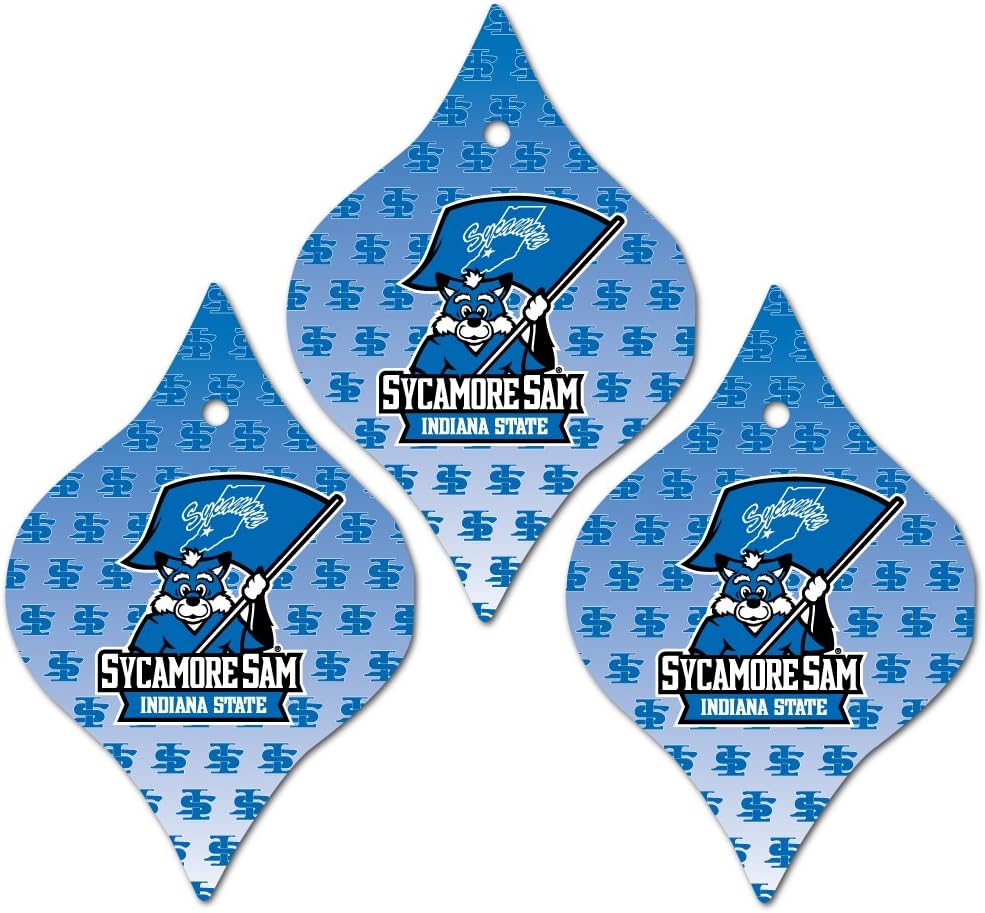 VictoryStore Holiday Ornaments - Indiana State University Tapered Ornament, Set of 3