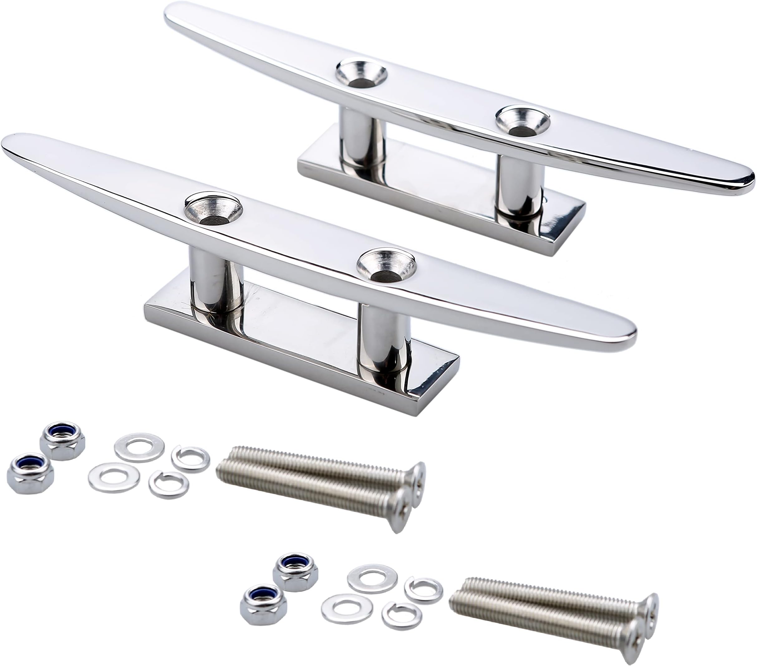 Thorn Boat 316 Stainless Steel Marine Dock Cleat - Heavy-Duty Flat Top Deck Mooring Cleats for Boats, Docks & Piers
