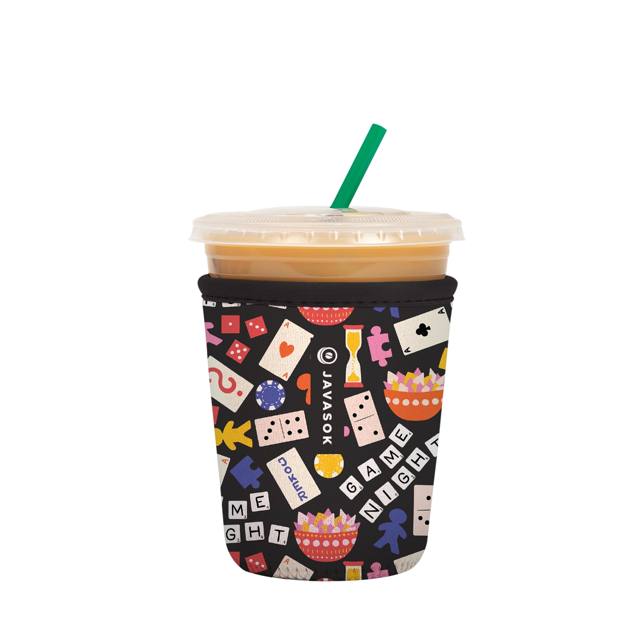 Sok It JavaSok Iced Coffee &amp; Cold Soda Insulated Neoprene Cup Sleeve (Game Night, Small: 16-20oz)