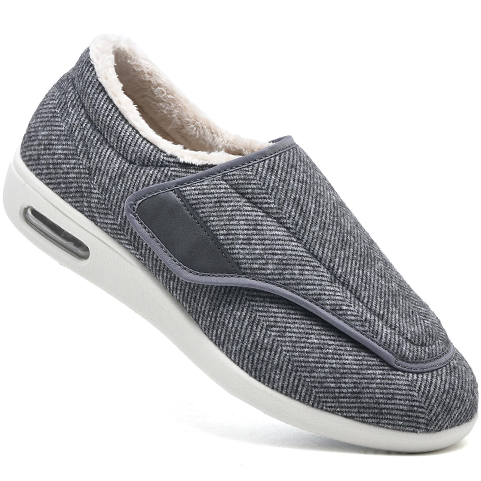 Scarpe Diabetici Uomo Invernali Caldo Peluche Sportive da Jogging Fitness Ortopediche Scarpe Anziane con Cuscino d'Aria in Memory Foam per L'artrite del Piede Extra Largo ( Color : Gray , Size : 42 EU