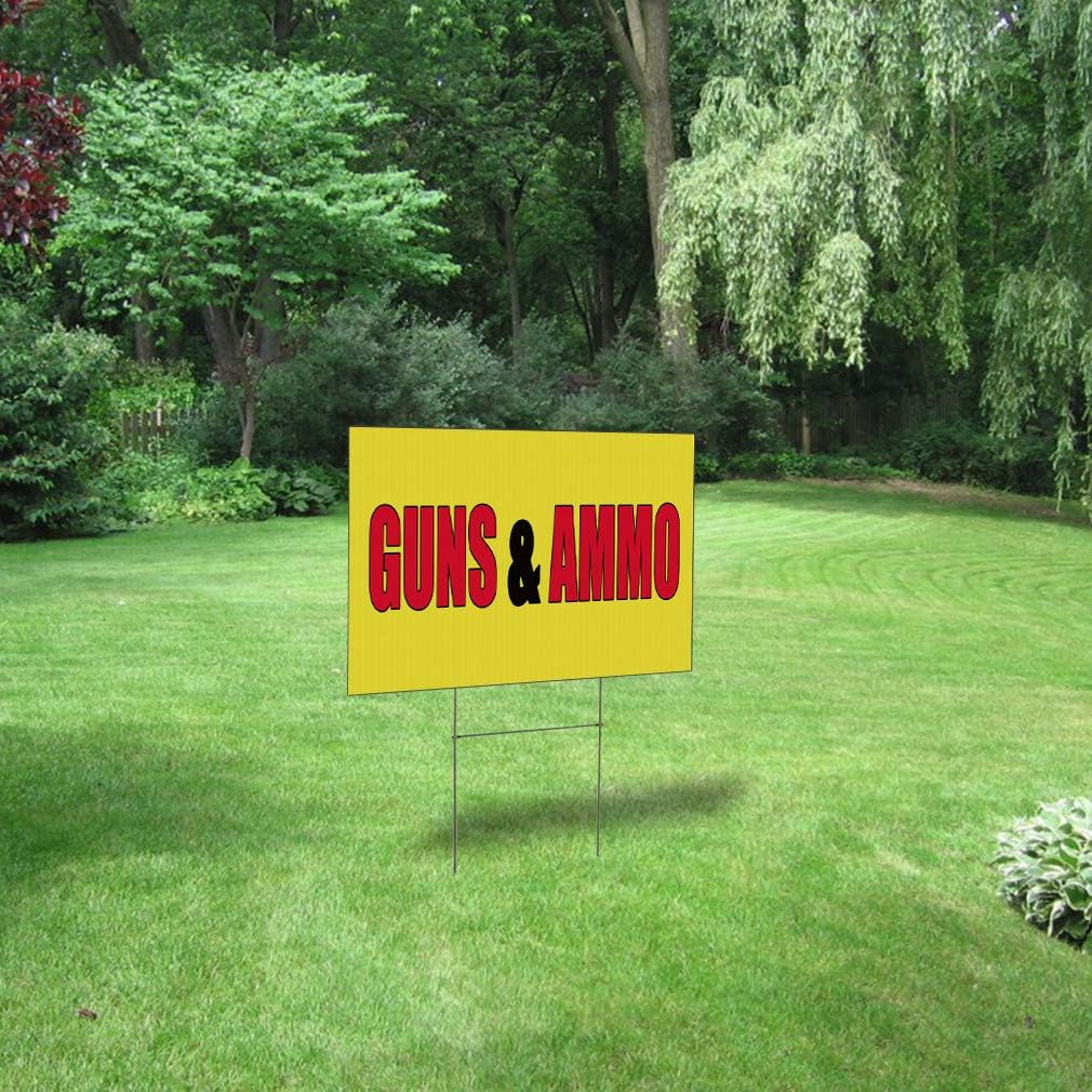 Fastasticdeals Weatherproof Yard Sign Guns & Ammo Promotion Business A Yellow Lawn Garden Other Military 24x18 Inches 2 Sides Print