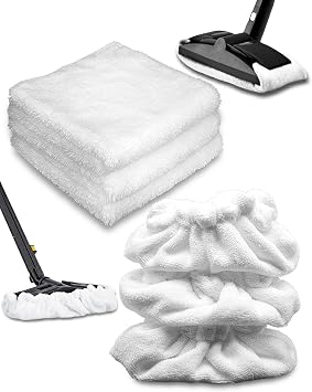 Large Rectangle Bonntes & Square Microfiber Cleaning Cloth Compatible with Dupray Steam Cleaner, Reusable Steam Mop Pads Microfiber Bonnet Steam Cleaning Cloth -3+3 Pack