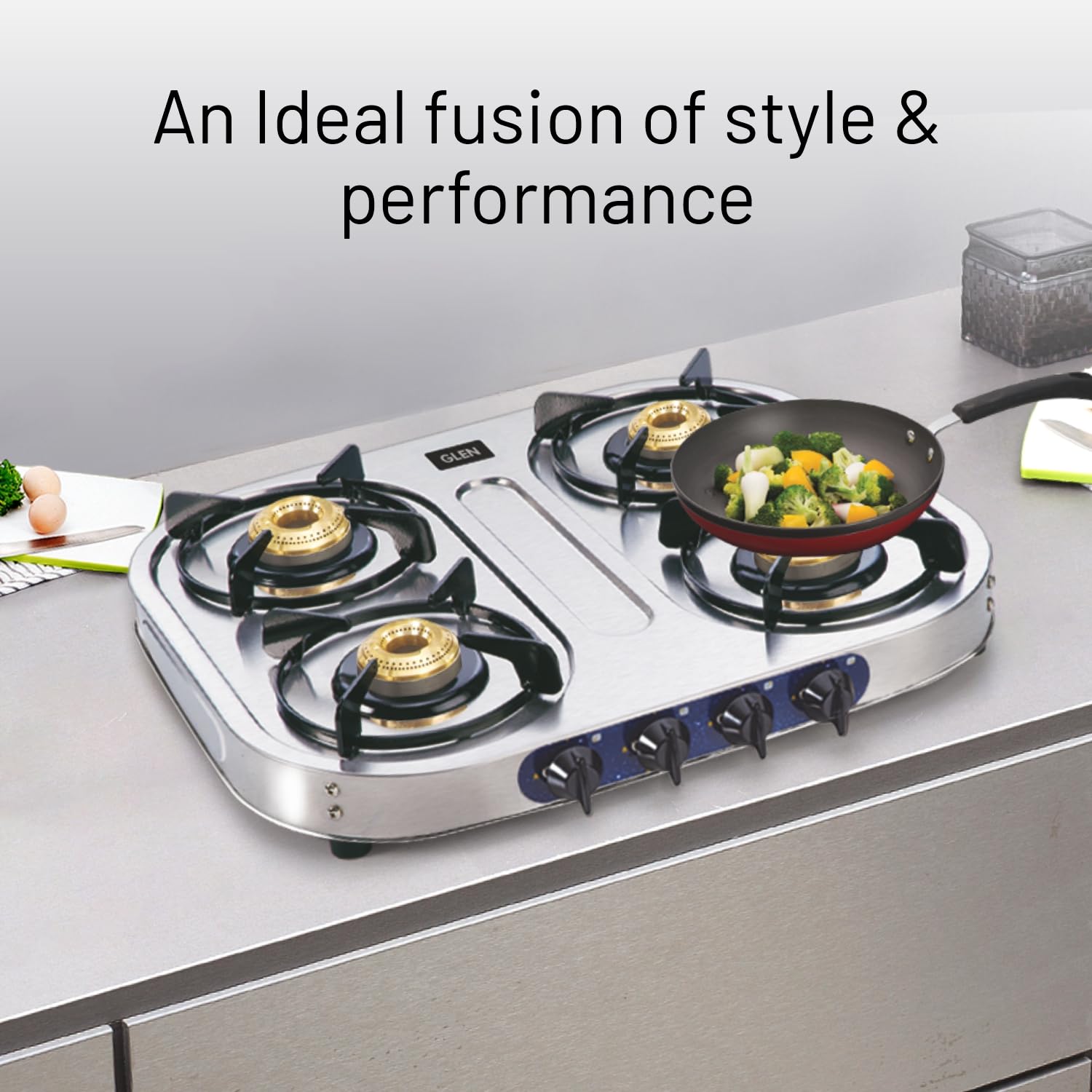 Glen 4 Burner Stainless Steel Gas Stove - Manual Ignition -7