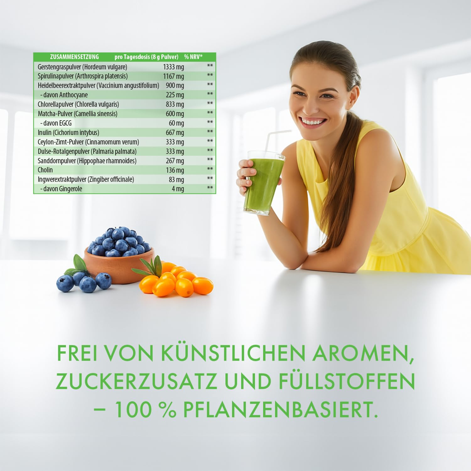 Grüne Mutter Pulver | Mit wertvollen Inhaltsstoffen | Neutral im Geschmack | 240g
