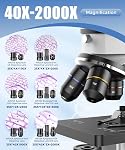 100X-2000X Microscopes for Kids Students Adults, Powerful Biological Microscopes for School Laboratory Home Education,with Microscope Slides Set, Phone Adapter