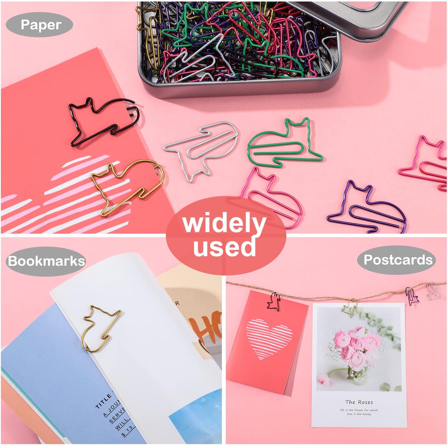 Outus Cat Office Supplies, Sticky Notes Gel Pens Paper Clips,Vivid Style image 5