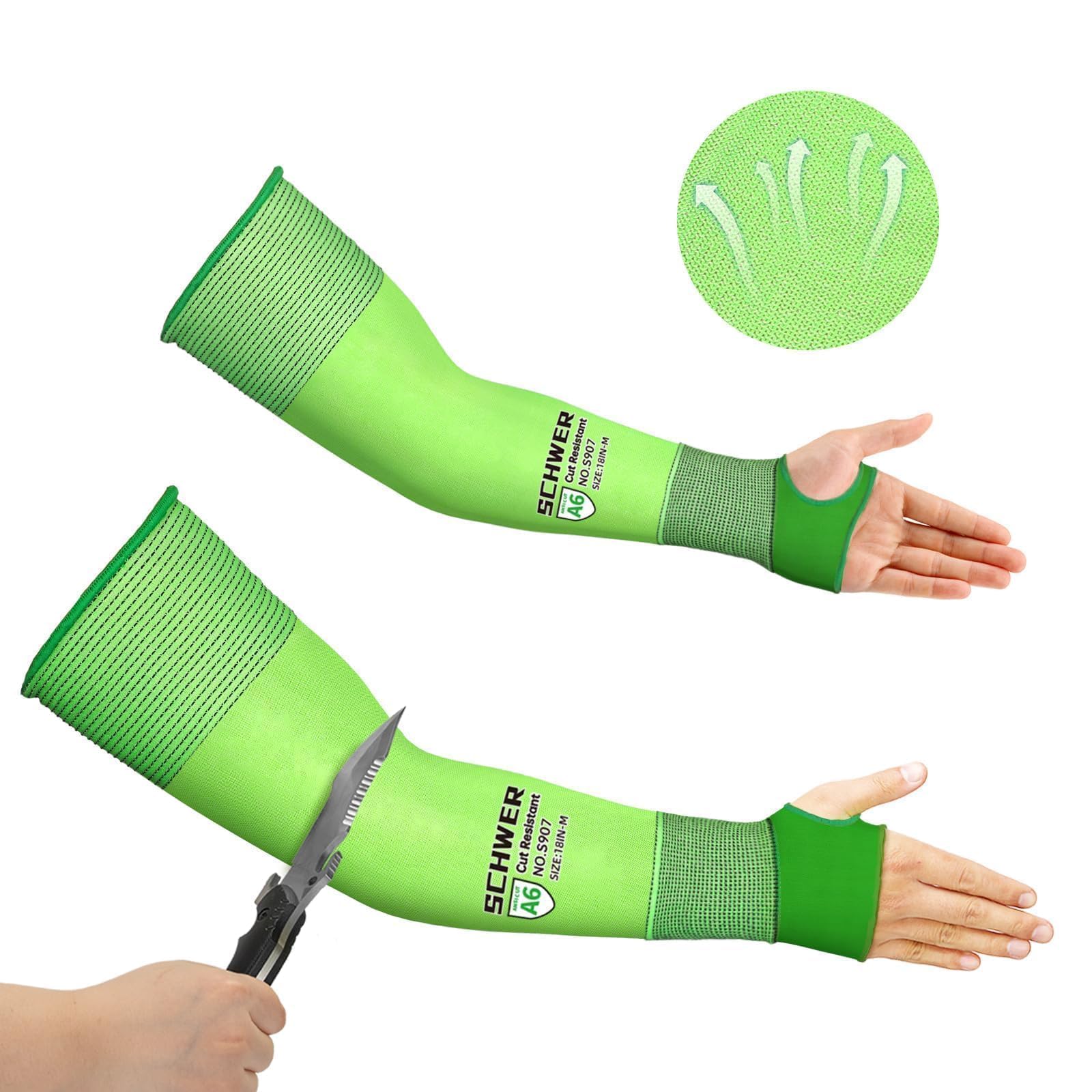 Schwer Ultra-Thin ANSI A6 Cut Resistant Arm Sleeves, 21 Gauge Comfortable and Breathable Protective Sleeves, Arm Protectors for Thin Skin and Bruising