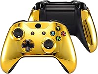 Vista 1 de eXtremeRate Carcasa Superior Dorada Cromada Placa Frontal de Carcasa Delantera Piezas de Repuesto con Panel de Rieles Laterales para Controlador