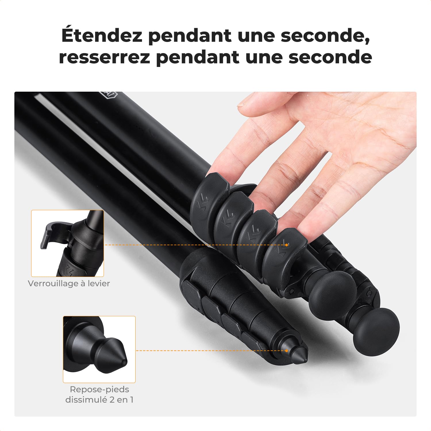 K&F CONCEPT Trépied Appareil Photo 162CM en Aluminium pour Caméra avec Support de Téléphone, Trépied Compact et Léger (1.2kg), Charge Maximale 10 kg, Idéal pour Appareil Photo DSLR, Caméscopes