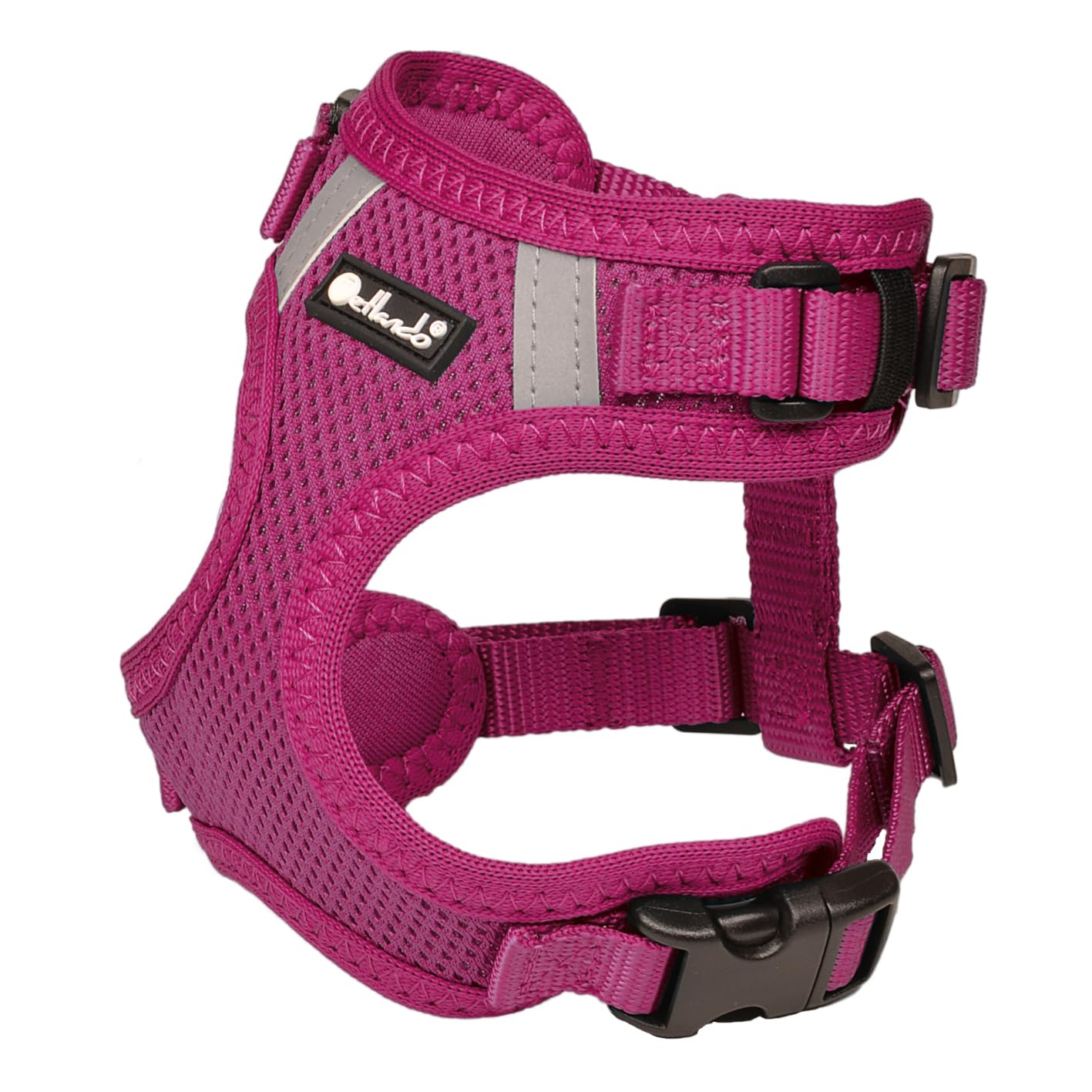 Petlando Hundegeschirr Mesh Vest, leichtes Brustgeschirr aus weichem Mesh & Nylon, stufenlos verstellbar, reflektierend mit 2 D-Ringen, Fuchsia XL, Geschirr Hund gepolstert