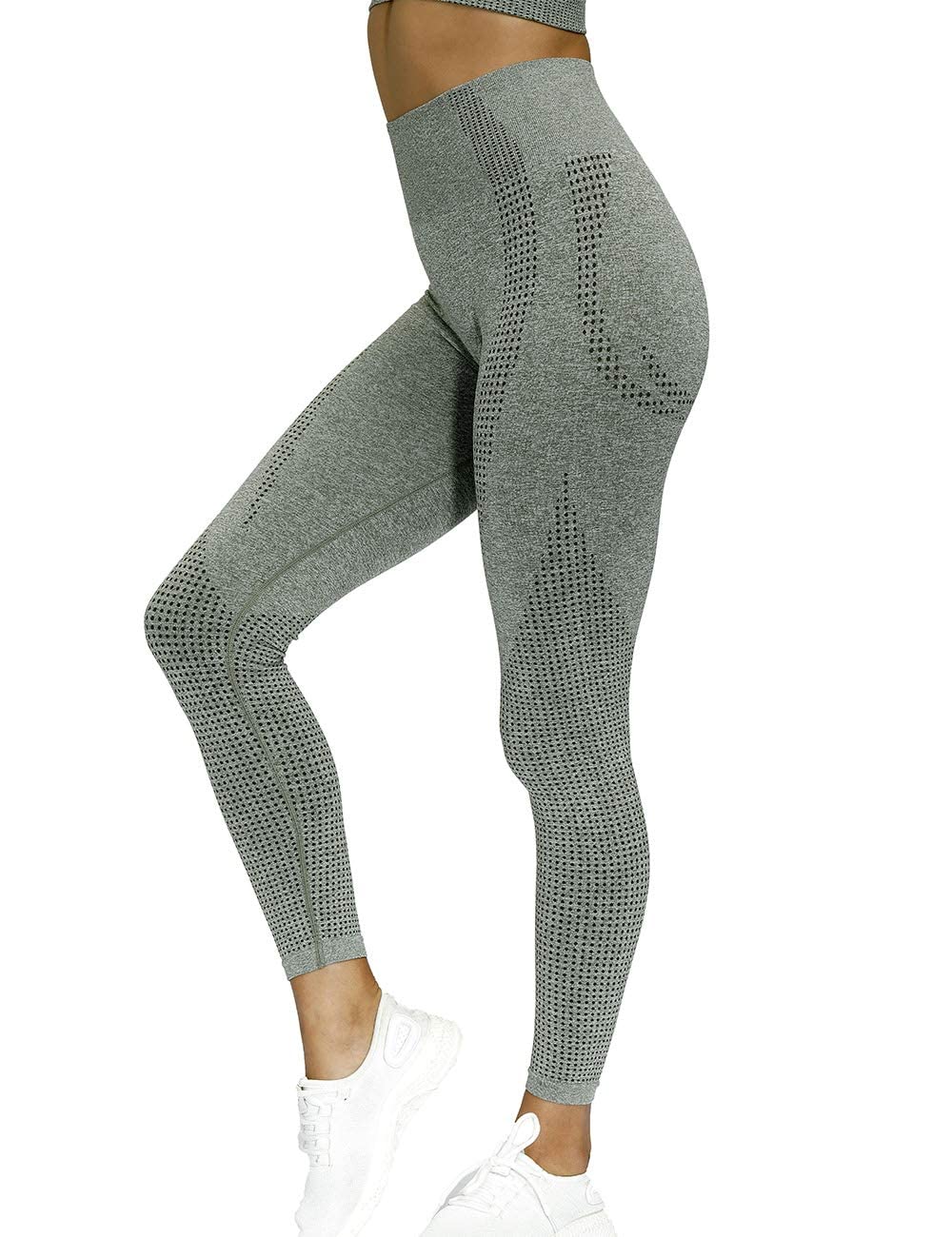 Conjunto Deportivo para Mujer 2/3 Piezas Top Manga Larga Running Pantalones Cintura Alta Elásticos Leggings Fitness sin Costuras Yoga Gimnasio