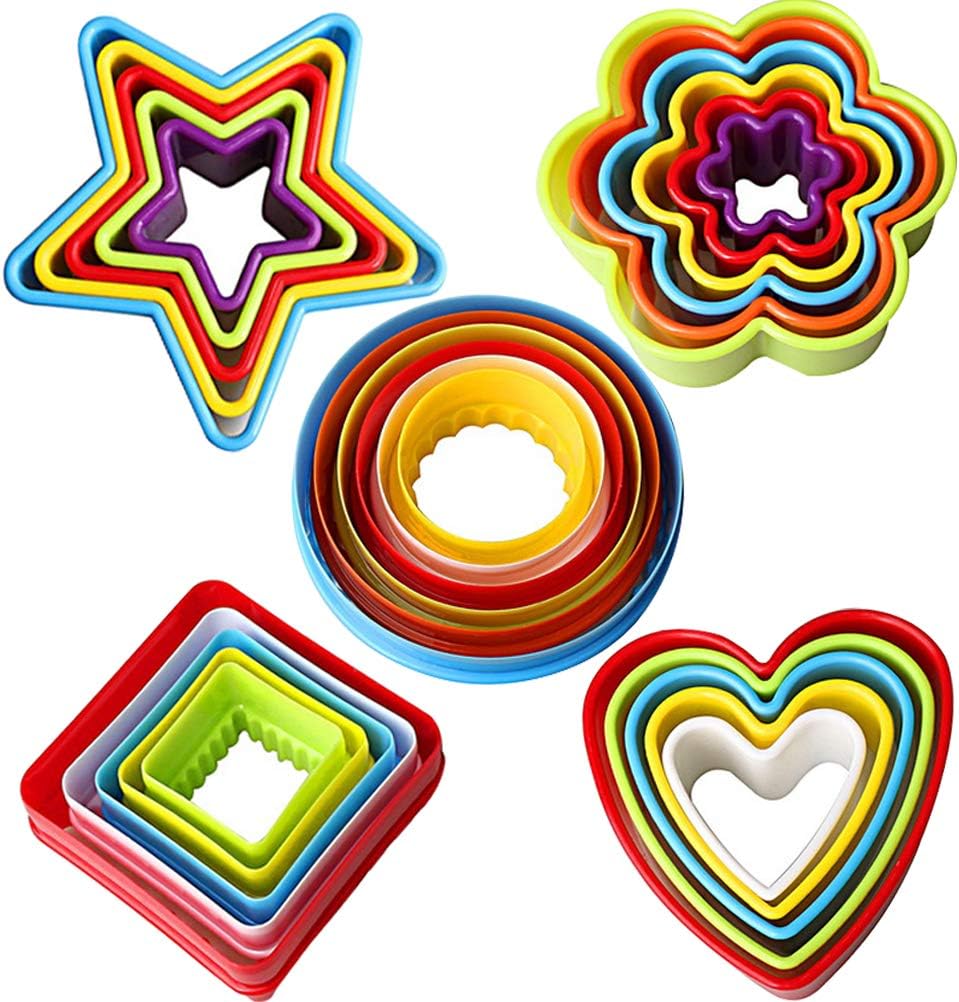 nuosen Cookie Cutter Set, 26 Pcs Multi-size Biscuit Sandwich Fruit Vegetable Cutting Shaper