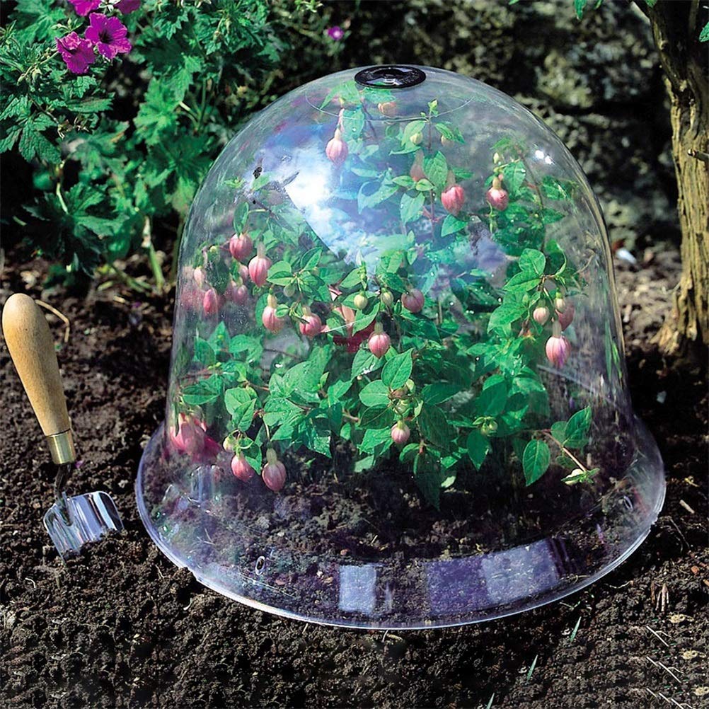 Lot de 6 dômes de protection réutilisables en forme de cloche en plastique pour le froid et le réchauffement du sol de jardin et des plantes en croissance, transparent