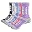 YUEDGE Women\'s Outdoor Hiking Socks Moisture Wicking Cotton Cushioned Crew Athletic Socks Padded Boot Socks For Women Size 6-9, Mulitcolor, 5 Pairs