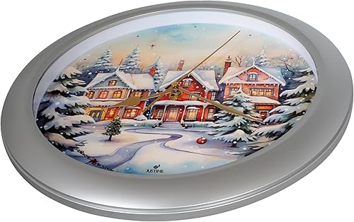 Vista 97 de JUSTIME Reloj de pared de caoba de 14 pulgadas con 12 villancicos de Navidad, elegancia atemporal Wsh Caoba