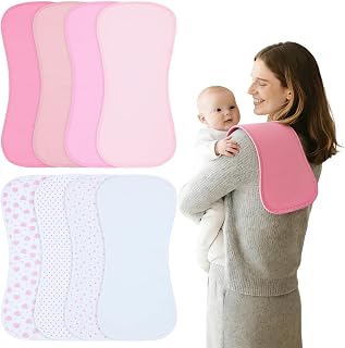 Waterproof Baby Burp Cloths Large Burp Cloths, Extra Soft Spit Up Rags with 3 Absorbent Layers, Perfect for Baby Boy and Baby Girl Gifts,8-Pack (Multicolor2)