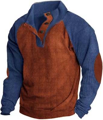 Mens Corduroy Shirt 2025 Long Sleeve 1/4 Quarter Zip Pullover Sweatshirts Western Jackets Collared Winter Clothing