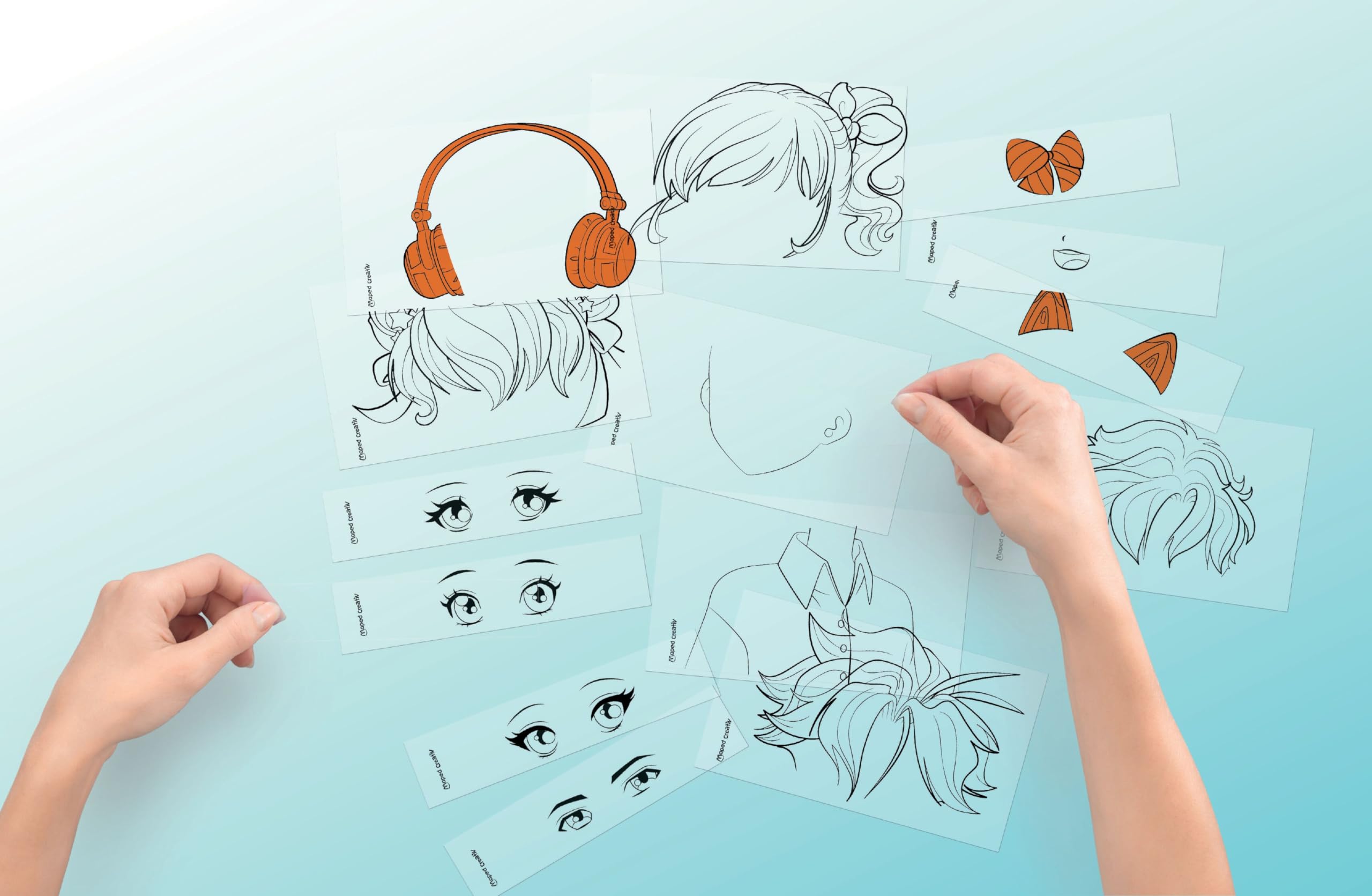 Maped Creativ Avatar'Tablet Manga - Macchina da disegno luminosa, per comporre ritratti Manga all'infinito, tavoletta luminosa con schede, modelli e materiali da disegno, a partire dai 7 anni