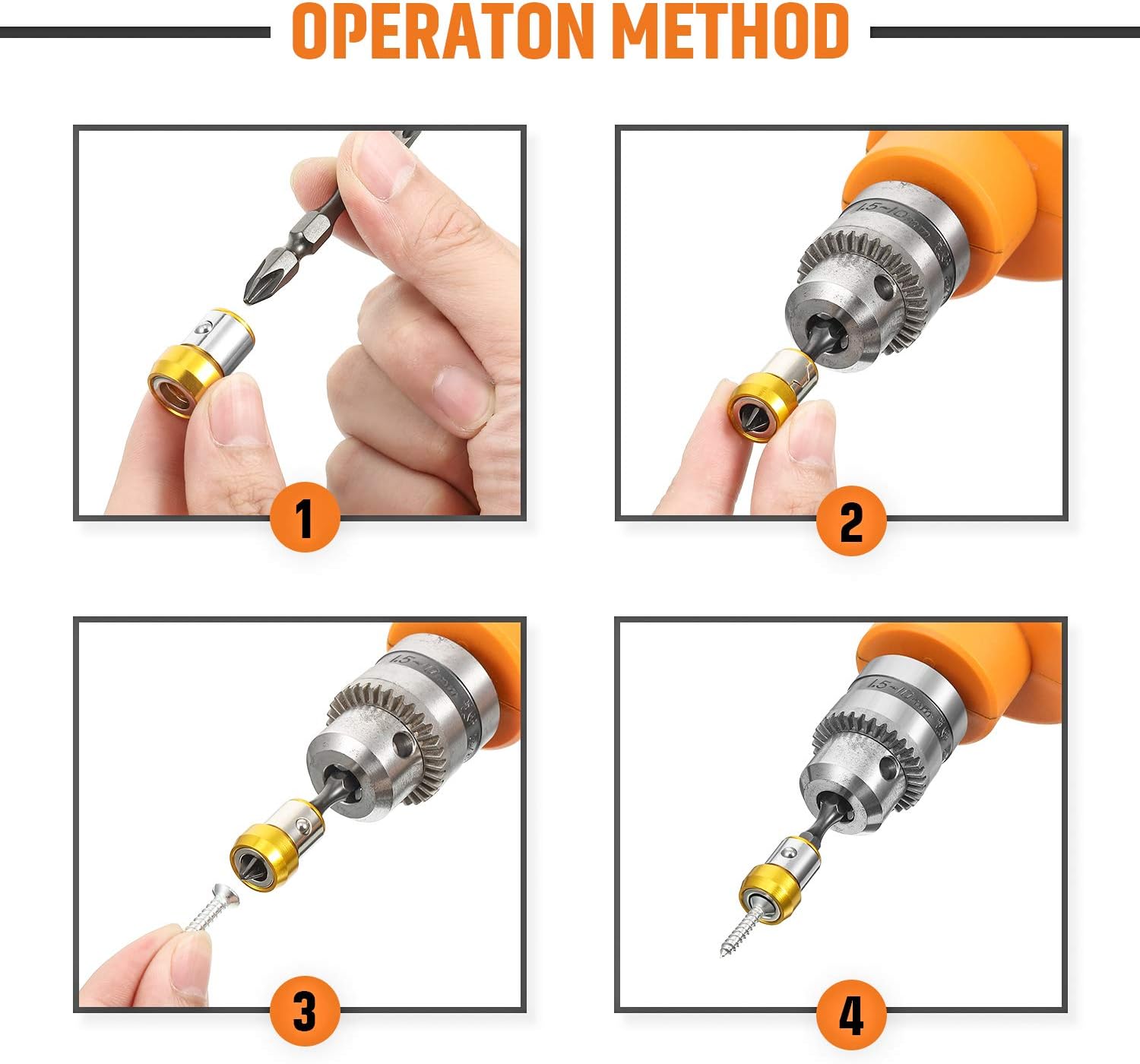 5 Pieces Magnetic Screw Ring Metal Bit Magnetizer Ring Screw Magnetic Holders Fit for 1/4 Inch/ 6.35 mm Hex Screwdriver and Power Bits(Yellow)