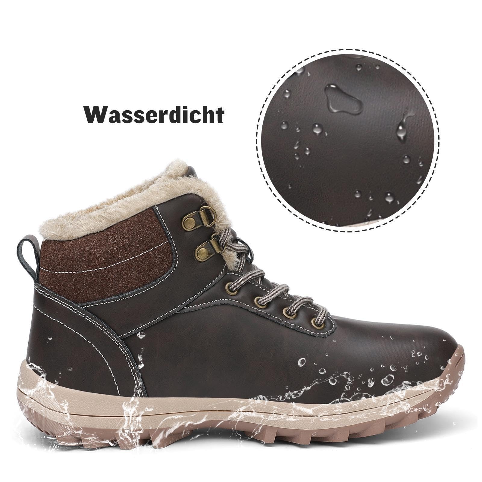 Mishansha Scarpe Uomo Donna Invernali Impermeabili Antiscivolo Stivaletti Invernali con Pelo, Gr.36-48