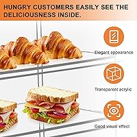 Vista 2 de Vitrina de acrílico para panadería, pastelería, vitrina de 19 x 9 x 15 pulgadas, vitrinas de mostrador de exhibición de acrílico, estante