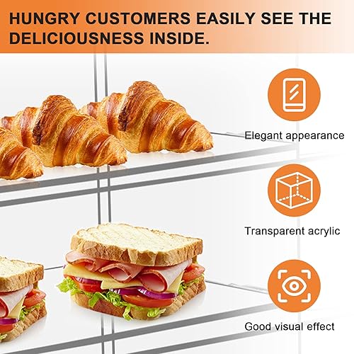 Miniatura 2 de Vitrina de acrílico para panadería, pastelería, vitrina de 19 x 9 x 15 pulgadas, vitrinas de mostrador de exhibición de acrílico, estante