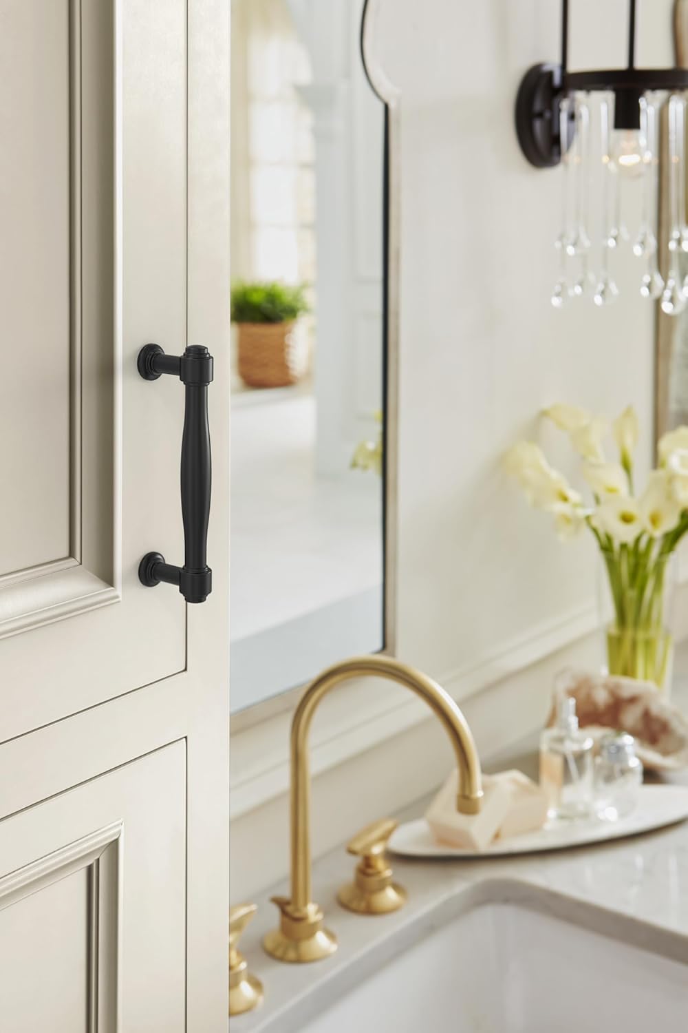 Amerock Enlivity 3-3/4 inch (96mm) Center-to-Center Matte Black Cabinet Pull, BP37722MB