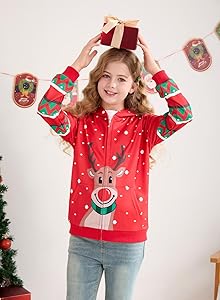 Belovance Girls Graphic Zip Up Hoodies Sweatshirt with Pockets Kids Hooded Coat Casual Outerwear Rainbow Unicorn 5-14 Years