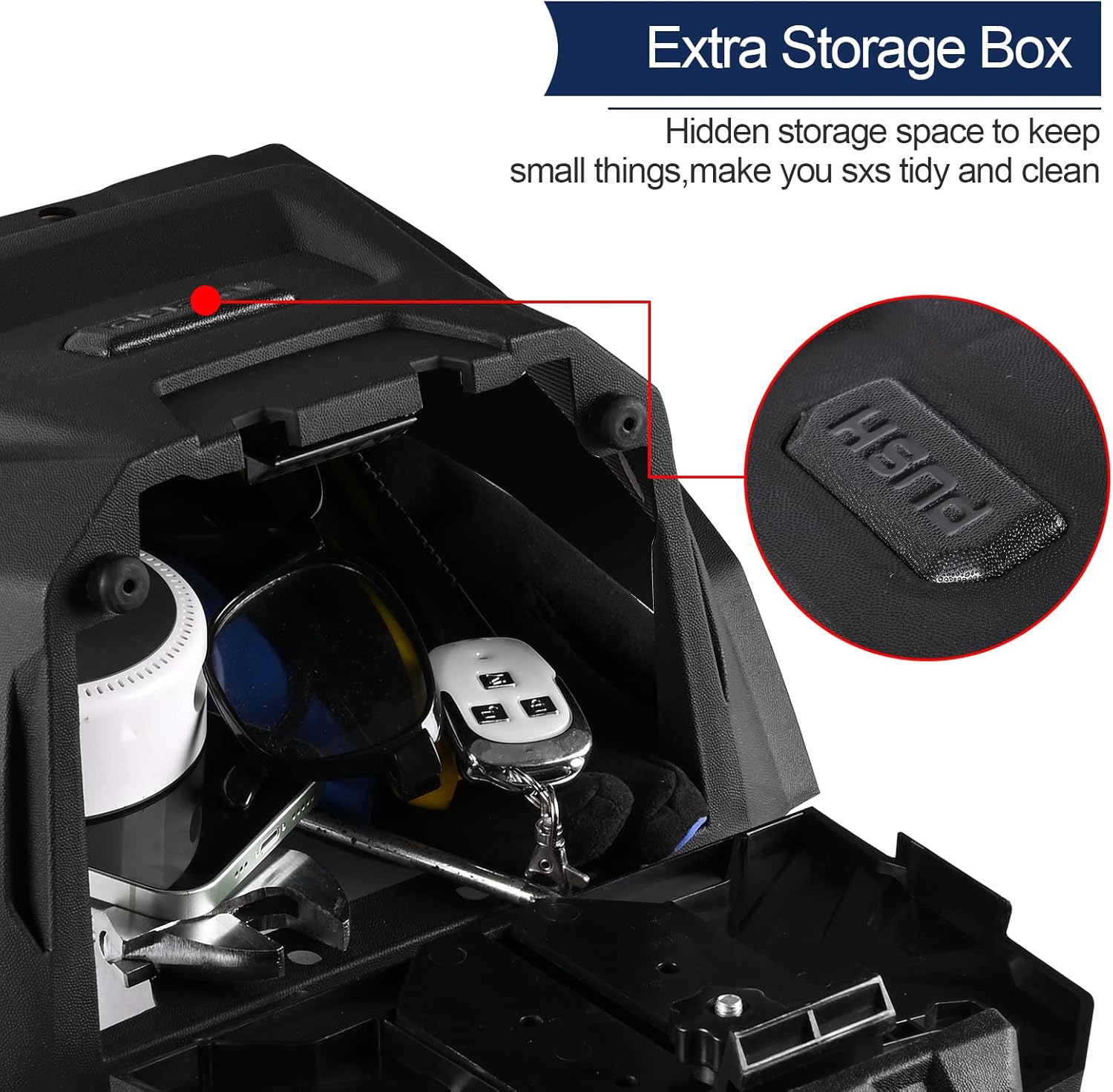 Adjustable Electronic Device Tablet Phone Holder for KRX 1000, UTV GPS Tablet Mount for Kawasaki Teryx KRX 1000 2020-2023 Accessories HDPE Storage Box Organizer Tray (Black)