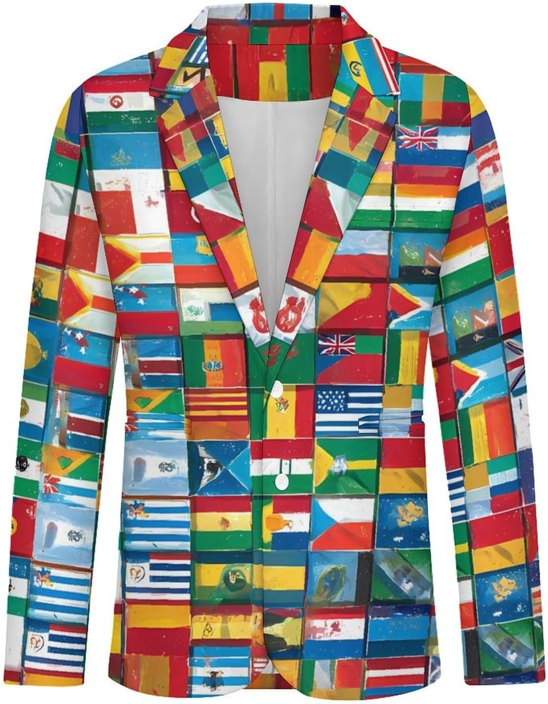 Vintage World Flags Mens Blazer Two Button Suit Jacket 6XL