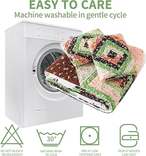 Vista 12 de TWINRUN Colchas de algodón tamaño Queen, colchas ligeras de tamaño Queen para cama, suave, reversible, a cuadros, floral, juego de ropa de cama