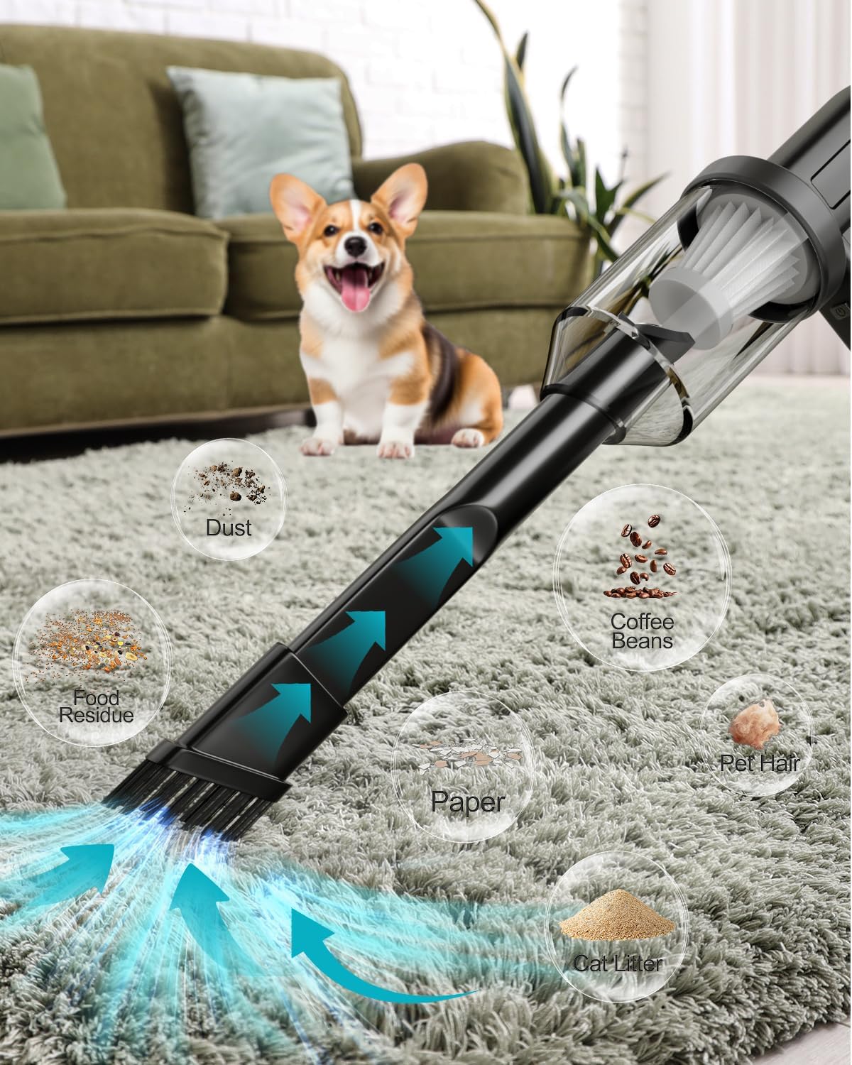 Compressed Electric Air Duster & Handheld Car Vacuum Cleaner 2-in-1-10000mAh Battery 180000RPM 4-Speed echargeable Air Blower for Car Cleaning, Home, Keyboard, PC, LED Light