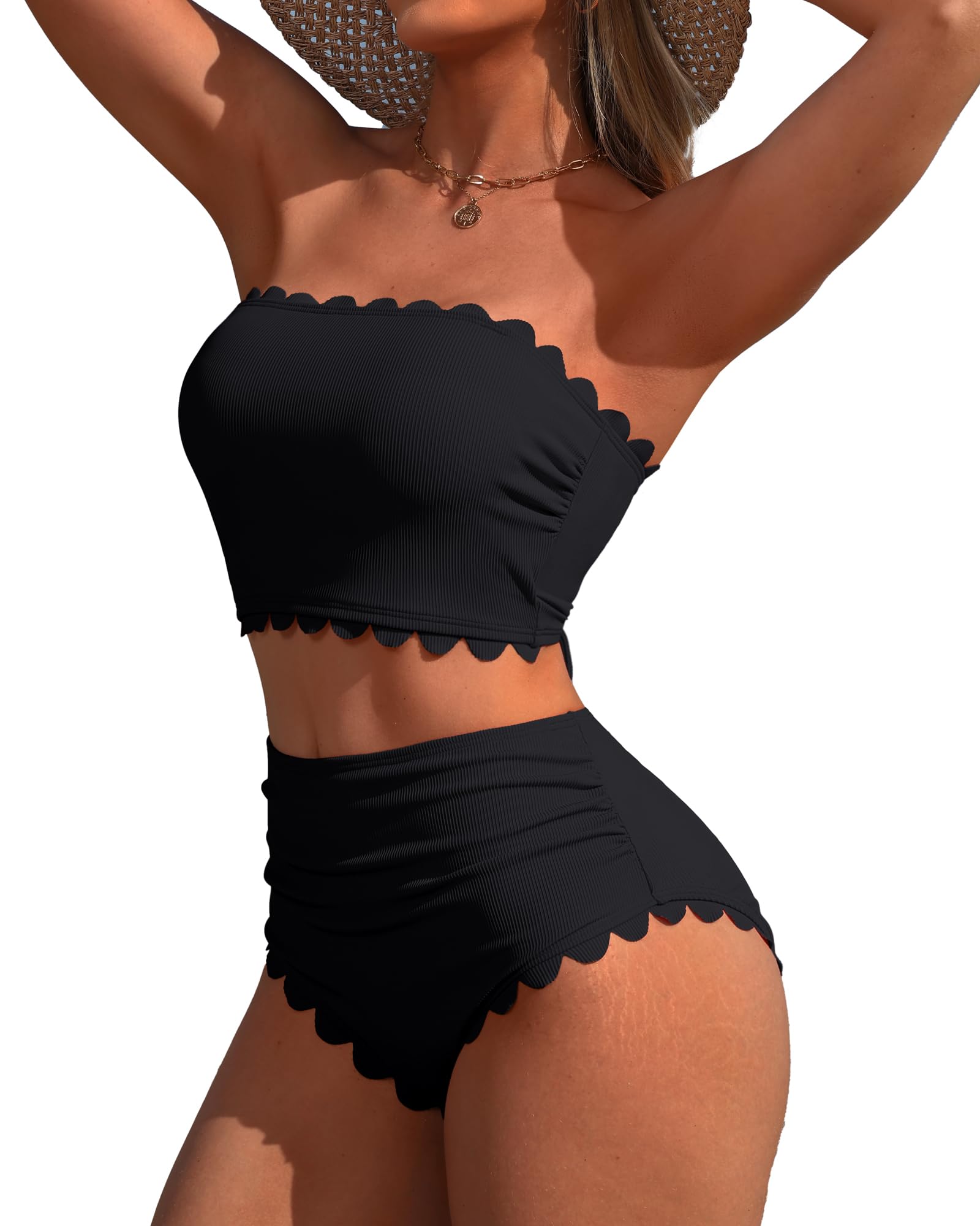Charmo Strapless High Waisted Bikini Set
