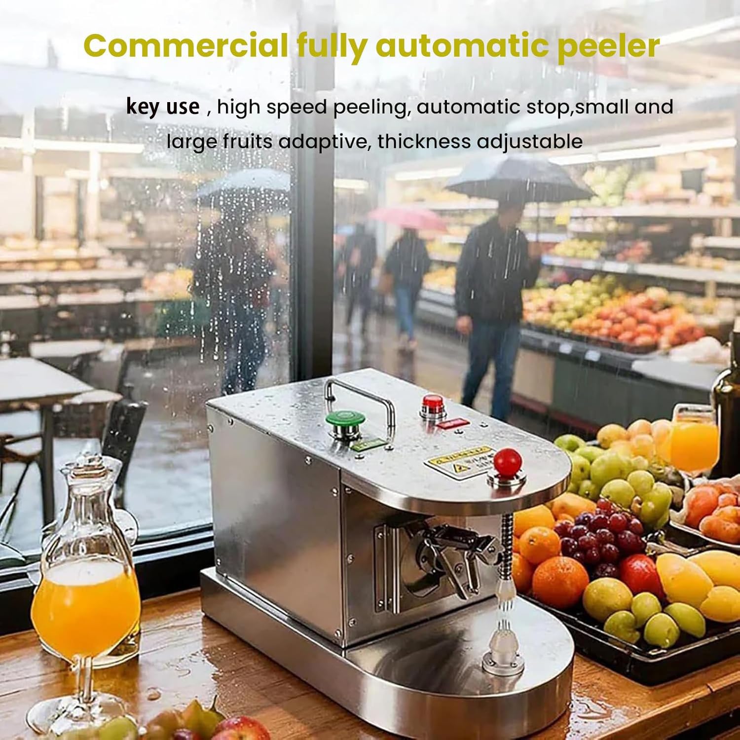 MáQuina Peladora AutomáTica Completa para CíTricos Y Frutas Frescas, Grosor De Pelado Regulable, Rendimiento De 500 Piezas por Hora, para Restaurantes