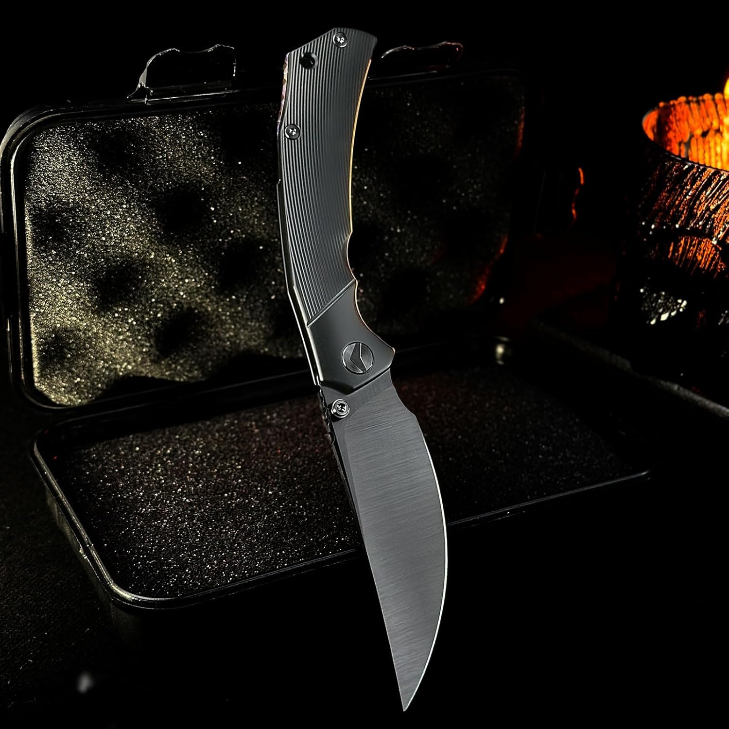 Reaver Titanium Pocket Knife, 3.82'' S90V Blade Titanium Handle Frame Lock Folding Pocket Knives, EDC Knife Gift for Men Women Outdoor Camping, Hiking, Fishing (Black PVD & Lighting anodized)