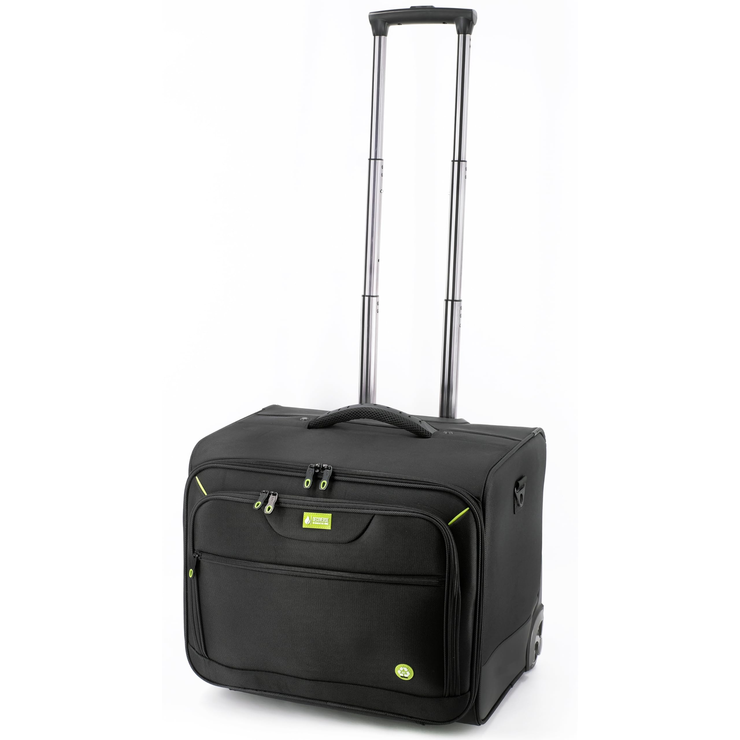 Aktenkoffer mit Rollen – XL Aktenkoffer Trolley aus recyceltem Polyester (rPET) für 5 A4 Aktenordner, Pilotenkoffer Business, schwarz