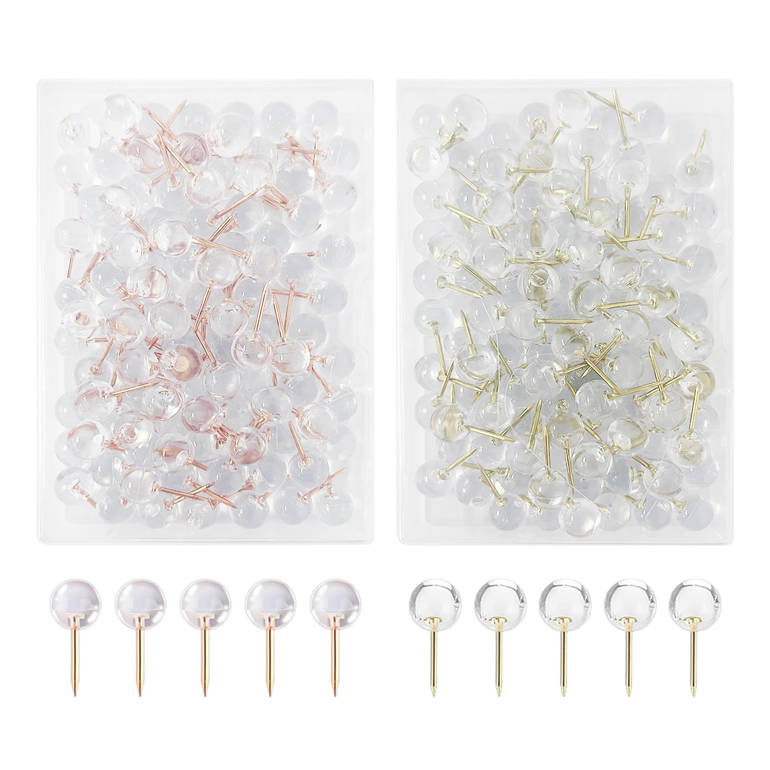 200 Pieces Ball Push Pins, Clear Push Pins, Tacks, Reusable Push Pins, Paper Fastening Push Pins, Suitable for Office and Home