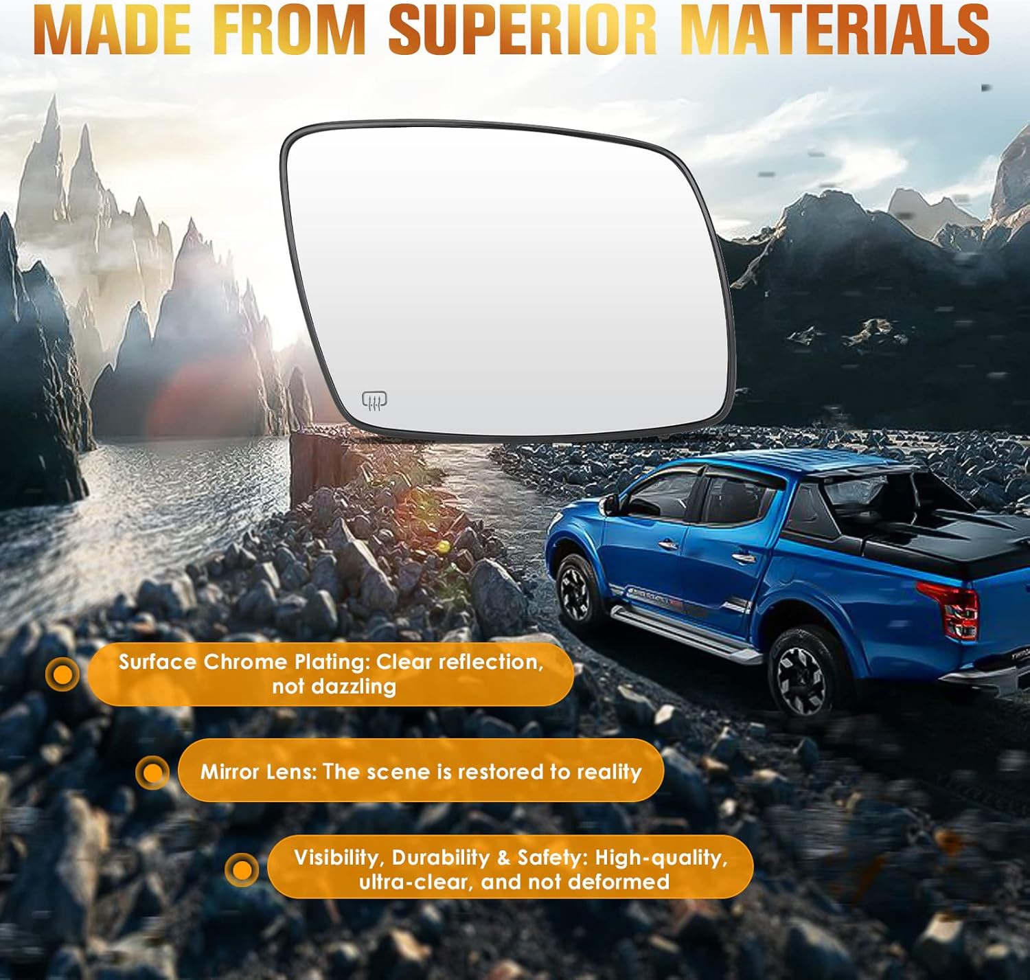 Left & Right Side Heated Mirror Glass Fits for Dodge Journey 2009-2019 Replacement for 68045692AA 68045693AA