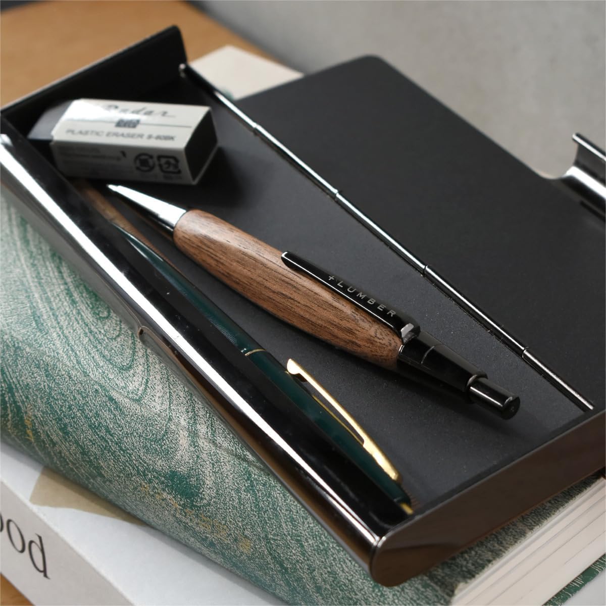 +LUMBER TRIANGLE BODY MECHANICAL PENCIL, Made Pocketable with Natural Wood (Walnut)