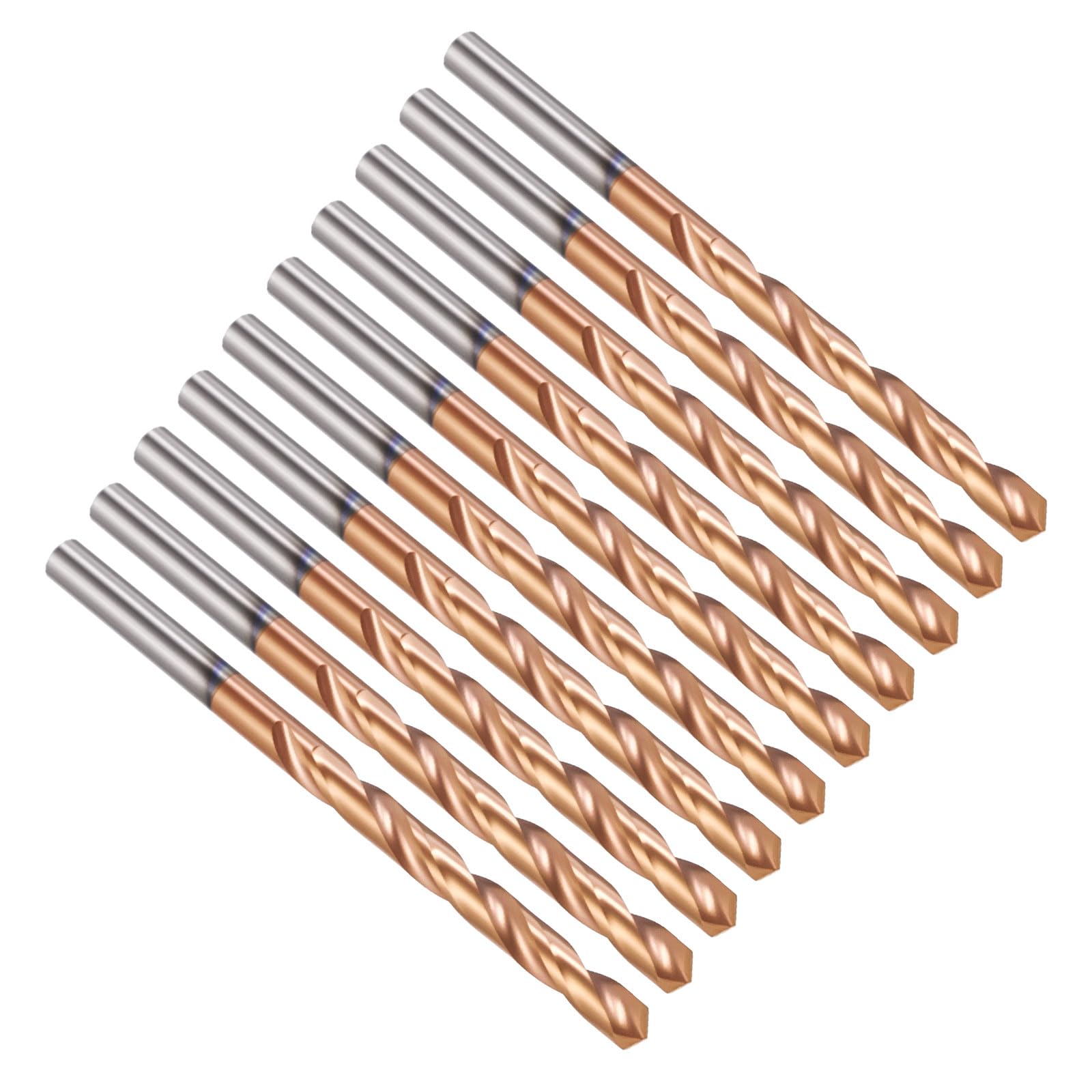 PATIKIL 2.4mm Drill Bit, Carbide Twist Jobber Bits Straight Shank 130° for Drilling Hard Metal Alloy Steel Stainless Steel Titanium Alloys - 10 Pack