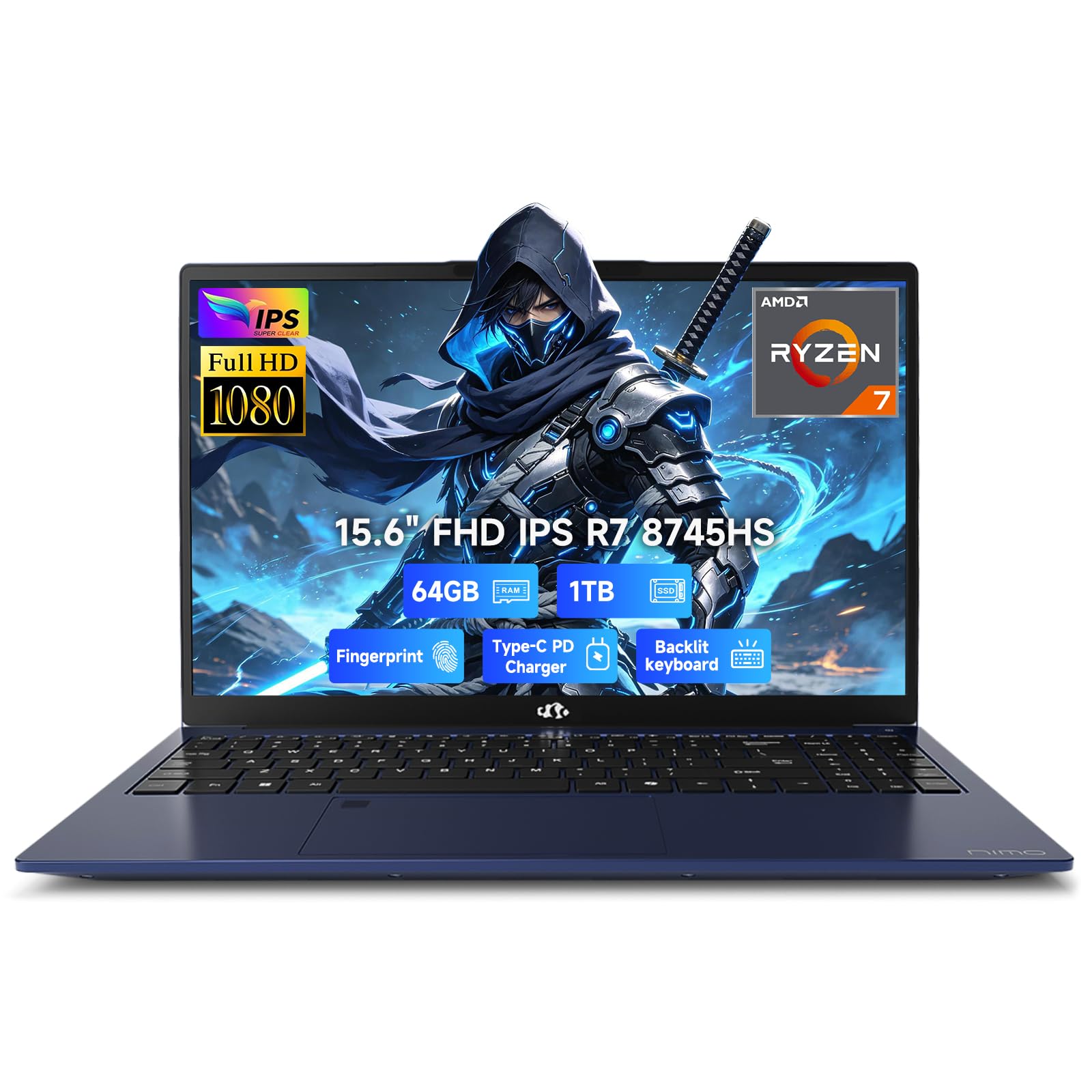 15.6" AI Laptop | 2026-2027 AMD Ryzen 7 8745HS 64GB DDR5 5600MHz 1TB SSD