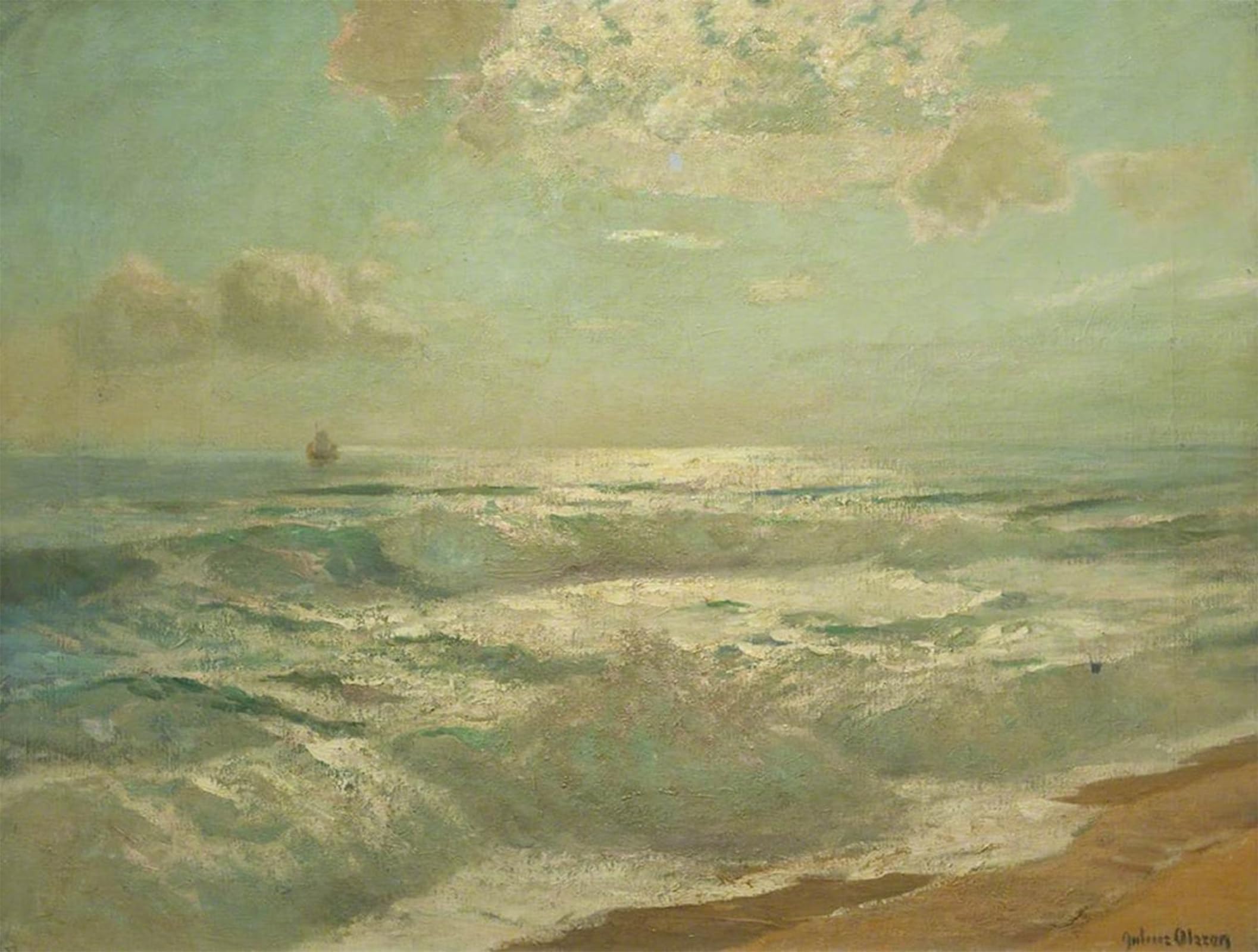 POSTERIIk Famous Modern Artwork Art Mural Silver Sea by Albert Julius Olsson Oil Paintings Pictures for Home Decor 60x90cm