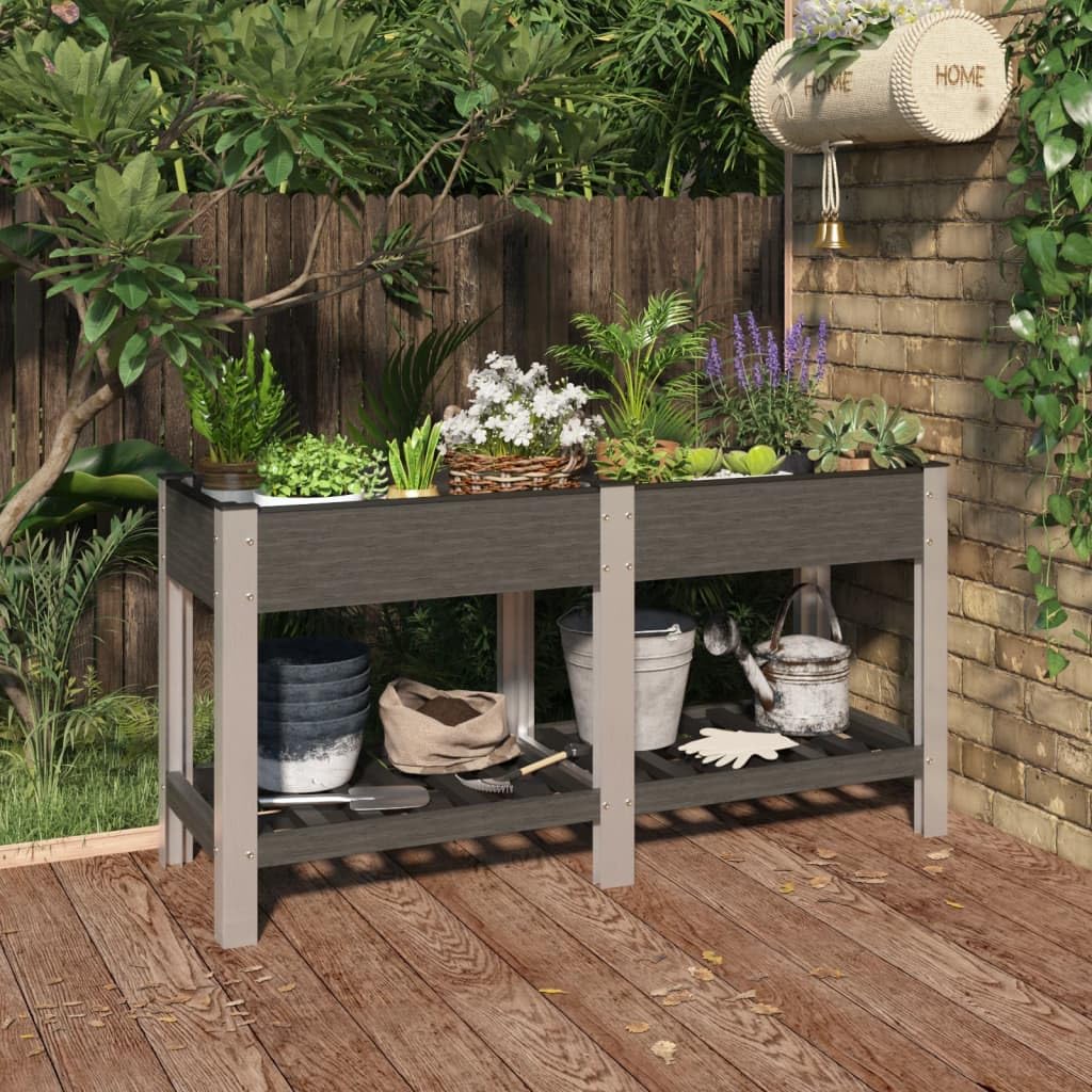 vidaXL Arriate de jardín con Estante WPC Gris 150x50x75 cm, arriate, Jardinera, bancal Elevado, arriate Elevado, macetero, Mesa de Cultivo, Maceta