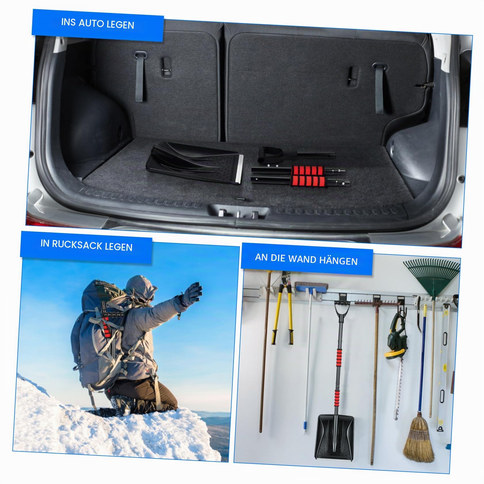 Schneeschaufel Abnehmbarer Eiskratzer Mit Komfortgriff Teleskopische Schneeschaufel Für Camping Und Outdoor-aktivitäten Leichte Und Tragbare Schneeräumer Für Wintereinsätze